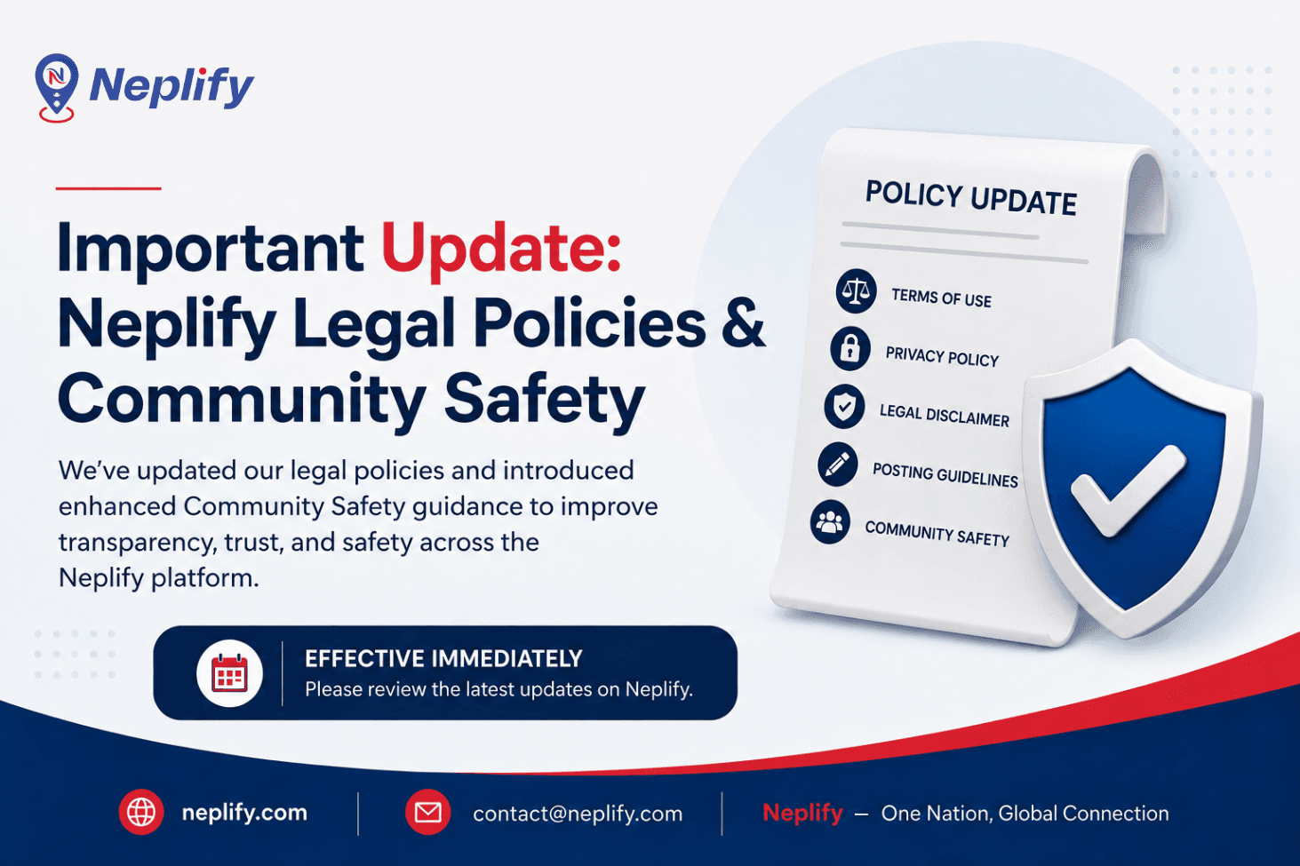 Important Update: Neplify Legal Policies & Community Safety
